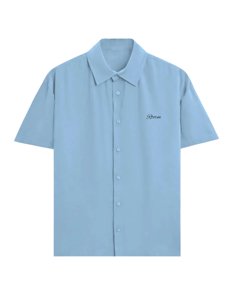 Cross Oversized Button-Up Shirt (blue, S)